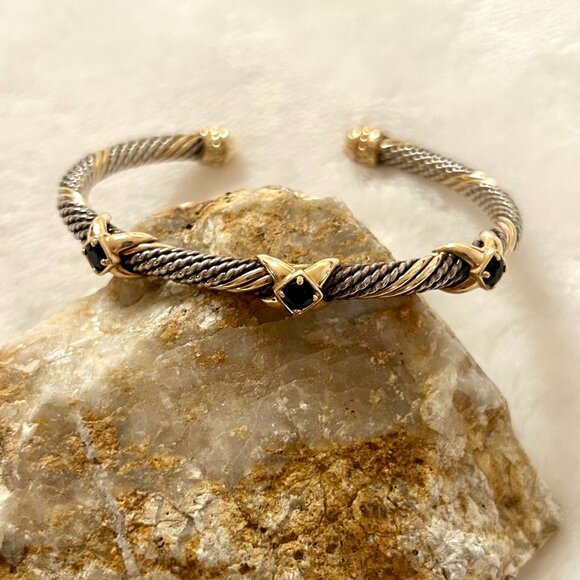 Sapphire, 14K Gold & Sterling Silver Twist Cuff Bracelet